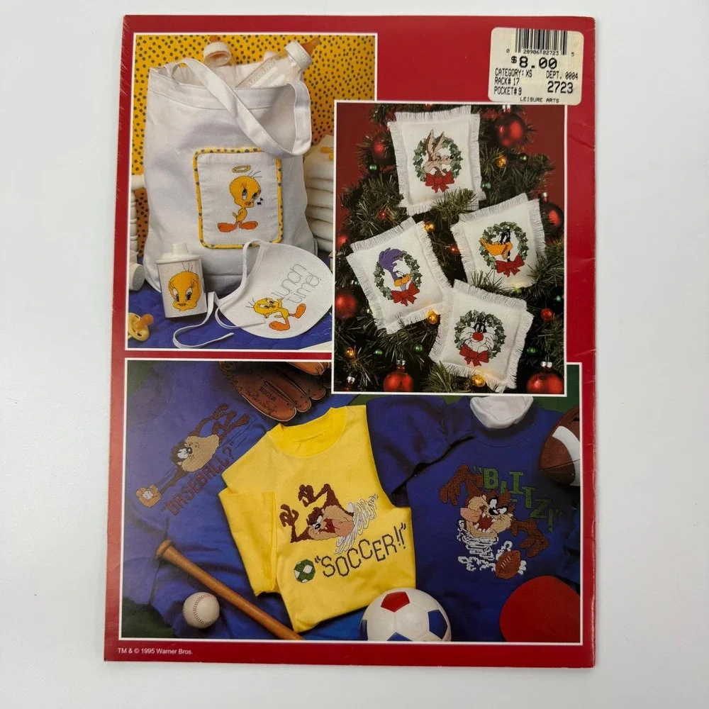 Vintage‎ 1995 Leisure Arts Looney Tunes Cross Stitch Book Leaflet 2723 Patterns